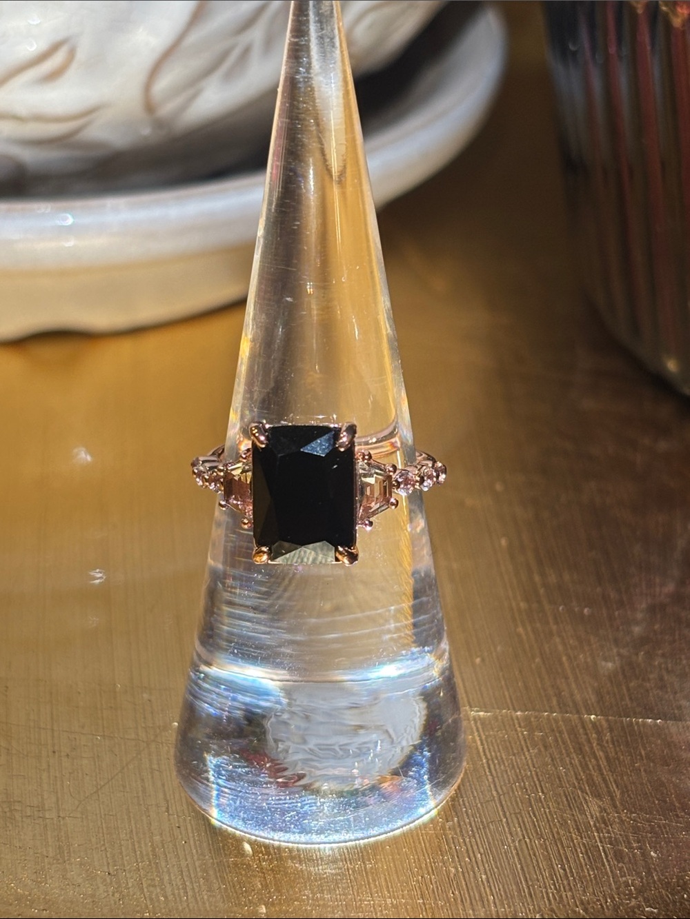 Bomb Party Black Stone Rose Gold Cocktail Ring - Women Jewelry. Bundle and Save!